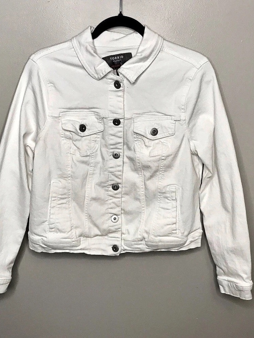 Torrid Vintage Modern Trucker Jacket White Denim Jacket Size 00
